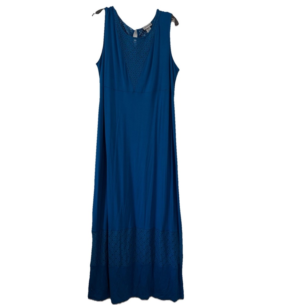 Catherine's Maxi Dress Women's 0X  Blue Sleeveless  Lace Detail Coastal Summer